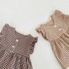 Traje de Verano para Bebé Niña a Cuadros Top sin Mangas + Pantalones Cortos de Trasero Grande Recién Nacido Conjunto de Dos Piezas