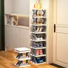 Sapateira Dobrável Sem Montagem para Entrada de Casa Simples Multicamadas Pequena Estreita Porta de Entrada Dormitório Economizadora de Espaço Sapateira