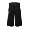 Shorts Jeans de Trabalho Xadrez Estilo Americano com Bolso Grande para Mulheres, Novo Design de Verão 2026, Calça Cropped Casual de Perna Larga