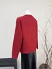 Nuevo Cárdigan de Punto Estilo Chino Manga Corta Chaqueta Festiva Modelo Nuevo Otoño 2025 Estilo Nacional Color Sólido Diseño Versátil con Cierre de Botones
