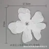 Camiseta de Color Sólido Suéter de Lana Cuello en V Broche Pesado de Perlas en Forma de Pétalo Hilo de Encaje Francés Versátil Broche de Mariposa
