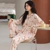 Pijama de Algodão Puro de Manga Comprida para Mulheres Primavera e Outono 2025 Novo Cardigã Doce e Confortável Pode Ser Usado Fora Conjunto de Roupa de Casa