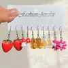 Aretes de oso de animal de dibujos animados transfronterizos de Europa y Estados Unidos, lindos, creativos, de simulación de comida, té con leche, resina, venta al por mayor
