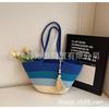 Bolsa de Cuerda de Algodón Bolsa Tejida de Paja Cuerda de Algodón Bolso de Mano de Cuerda de Algodón Bolso de Hombro Bolso de Playa Hueco Bolso Tote Bolsa Tejida Arcoíris