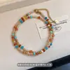 Colar de Contas Colorido Candy Pingente Marca Sun Feminino Estilo Menina Fresco e Personalizado Corrente de Clavícula Versátil de Alta Qualidade para Sair