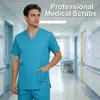 2026 Uniforme de Cirugía Amazon Camisa de Cirugía para Doctor Escote en V Bata Quirúrgica para Mujer Manga Corta Uniforme de Enfermera Conjunto de Dos Piezas