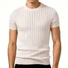 2026 Novo Suéter de Malha Masculino de Manga Curta Moda Casual Slim Fit Gola Redonda Pulôver Camiseta de Malha para Homens