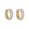 Pendientes de Lujo de Dos Tonos Dorados con Microincrustaciones, Brazaletes de Oreja de Aleación de Cobre de Lujo Ligero con Galvanizado de Oro Real, Pendientes Populares