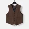 Chaleco de Traje de Boda Casual Delgado de Pana con Espiga, Suelto, Talla Grande, Estilo Yuppie Británico Retro, Paquete Múltiple para Hombre