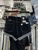 Shorts de mezclilla ajustados estilo "hot girl" americano de talla grande con pedrería y bordes doblados para mujer, pantalones cortos ajustados elásticos para el verano que realzan las caderas