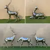 Escultura de Ciervo de Acero Inoxidable, Ciervo Geométrico con Acabado Espejo, Alce Grande, Ciervo con Astas, Ciervo Realista para Paisaje de Jardín, Decoración de Oficina de Ventas
