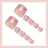 Uñas Postizas Rosas de Estilo Francés Transfronterizas Europeas y Americanas Más Vendidas con Acentos de Diamantes Metálicos para un Efecto Iluminador, Uñas Postizas al por Mayor