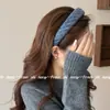 Faixa de Cabeça Listrada de Tricô Estilo Coreano com Aba Larga para Mulheres, High-End, Versátil e Elegante para Saídas Diárias e Grampos de Cabelo