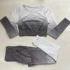 Otoño 2025 Secado Rápido Profesional Ajustado Running Nailon Manga Larga Degradado Ropa de Fitness Ropa de Yoga Traje Deportivo para Mujer