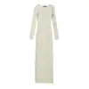 Vestido longo de tricô ins estilo europeu e americano 2026 nova moda temperamento feminino para o trabalho cintura alta justo gola redonda