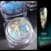 Polvo de purpurina para uñas transfronterizo, láser de celebridades cibernéticas, ópalo, color mágico, Aurora, copos de cristal de hielo, polvo para uñas.