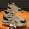 Zapatos de Hombre Otoño Invierno Exterior Casual Deportes Protección Laboral Suela Gruesa Resistente al Desgaste Antideslizante Superficie de Cuero Impermeable Botas Martin de Montañismo para Hombre