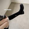 Botas Altas para Mujer 2025 Otoño Nuevo Estilo Piel Genuina Retro Europeo Versátiles Hasta la Rodilla Delgadas Botas de Moda
