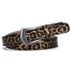 Cinturón vintage de terciopelo esmerilado de PU con hebilla de alfiler y estampado de leopardo para mujer, con puntada decorativa de ancho medio y cuero sintético. Disponible en stock.