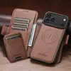 Funda para teléfono abatible Iphone18Promax adecuada con ranura para tarjetas, succión magnética, soporte de carga inalámbrica tres en uno, funda de cuero