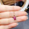Venta al por mayor de fábrica Popular Colgante de Rubí Natural Plata S925 Incrustado Piedra Principal 5*7 Joyería de Lujo Venta Directa de Fábrica