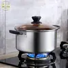 Olla para sopa de acero inoxidable engrosada multiusos de doble asa olla para cocinar en casa olla para fideos productos de regalo fábrica de vaporizadores venta al por mayor