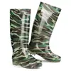 Botas de lluvia de goma engrosadas, resistentes al desgaste, con estampado de camuflaje, para hombres y mujeres, que proporcionan calidez, resistencia a ácidos y álcalis, y cuentan con un diseño de caña alta, suelas antideslizantes, y son adecuadas para uso industrial, lavado de autos y como botas de agua.