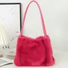 Bolsa Transversal de Pelo de Visão de Milão Outono e Inverno Nova Versátil de Alta Qualidade Portátil Cor Sólida Bolsa de Axila Bolsa Fofa Feminina