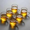 Tazas de Té de Vidrio Resistente al Calor al por Mayor, Vasos de Degustación Engrosados, Juegos de Té Kung Fu, Tazas Pequeñas Transparentes con Asas, Vasos de Agua para Oficina
