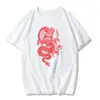 Nueva camiseta casual para mujer Street Top para mujer Camiseta ulzzang Dragón chino vintage Cuello redondo