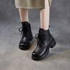 Botas de Tobillo Martin de Cuero Genuino Retro con Suela Gruesa y Tacón Chunky Británico para Mujer, Otoño 2025, Botas de Cuero de Nicho de Lujo Ligero que Aumentan la Altura