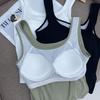 Camisola con Costuras Blancas Cubierta Interior para Mujer Espalda Bella Base Corta Top de una Pieza con Almohadilla en el Pecho Ropa Exterior para Mujer