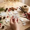 Nuevo Copo de Nieve Blanco de Madera Navideño del Fabricante Decoración Navideña Hecha a Mano DIY Astillas de Madera Dibujo Animado Copo de Nieve Blanco Madera