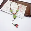 Colar de contas de cerâmica colorida Moda Retro Novo Estilo Chinês Personalidade Colar Longo Camada Dupla Colar Colar Avançado Atacado