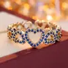 Anillo de Zirconia con Forma de Corazón Hueco Transfronterizo, Tendencia Popular de Moda Personalidad Abierto Vintage Simple Anillo de Celebridad de Internet