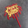 Hola 2026 Decoración de Pastel de Fuegos Artificiales de Año Nuevo Acrílico Topper Rojo Lazo de Cuero 3D Adorno de Nochevieja