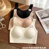 Hu Zhixin 2559 Camiseta Regata Feminina Espessada com Bojo Fixo Roupa Íntima Feminina Sem Costura Para Valorizar Busto Pequeno