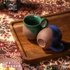 Xícara e Pires para Café Árabe, Xícara Aromática de Grés Retrô, Xícara Turca de Leite de Camelo, Conjunto de Xícaras Pequenas para Compartilhar em Festas