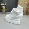 Zapatos de Mujer de Caña Alta con Tacón Super Alto de 15 cm, Temporada Otoño e Invierno, Forro de Felpa, Suela de Plataforma, Cuero, Casual, Zapatos Blancos, Zapatos de Algodón, Zapatos que Aumentan la Altura Interior