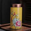 Tarro de cerámica para té, con adornos artesanales de color esmaltado, para almacenar té negro Pu'er, resistente a la humedad, de tamaño pequeño para el hogar.