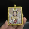 Artesanía Estilo Xizang Colgante Pequeño Thangka de Aleación Colgante Thangka Amuleto de Buda Dorado