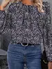 Camisa de Gasa con Estampado de Leopardo Personalizado de Manga Larga Estilo Europeo y Americano para Mujer, Nuevo Top Pulóver Holgado Calado de Otoño para Mujer