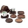 Posavasos de nogal con logotipo personalizable, tapete aislante de escritorio, posavasos de madera, portavasos de madera para ceremonia del té