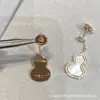 Pendientes con Forma de Calabaza Qijia Versión de Alta Gama Chapados en Oro Rosa de 18 Quilates Pendientes Largos Pendientes de Ágata Roja Tamaño Mediano Lujo Ligero