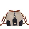 Bolso Cubo de Color Contrastante para Mujer Verano 2024 Nuevo de Moda Bolso de Hombro con Empalme de Lona Textura Estilo Coreano Bolso Cruzado