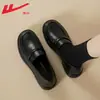 Mocasines negros Huili para mujer, nuevo estilo 2026, suela blanda, zapatos de trabajo cómodos, estilo británico JK, zapatos pequeños de piel, zapatos para mujer