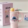 Taza Isotérmica Grande Nueva de Stitch 2025 para Niñas con Alta Apariencia y Tapa de Popote Doble para Beber Co-Branded