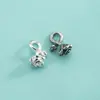 Colgante de flor pequeña de plata de ley S925, charm en forma de corazón, flor de rosa, colgante de hoja de ginkgo, charm de pulsera de cristal