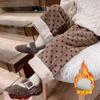 Calça Feminina Wide Leg Outono e Inverno com Forro de Lã Espessada Roupa Infantil de Bolinhas Onduladas Calça de Caxemira Calça de Caxemira de Cordeiro Calça Feminina de Barra Reta