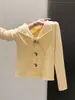 Suéter de Punto de Manga Larga con Volantes y Cuello en V de Deseo Puro Nuevo para Otoño e Invierno, Prenda Base Adelgazante con Botones Franceses para Mujer
